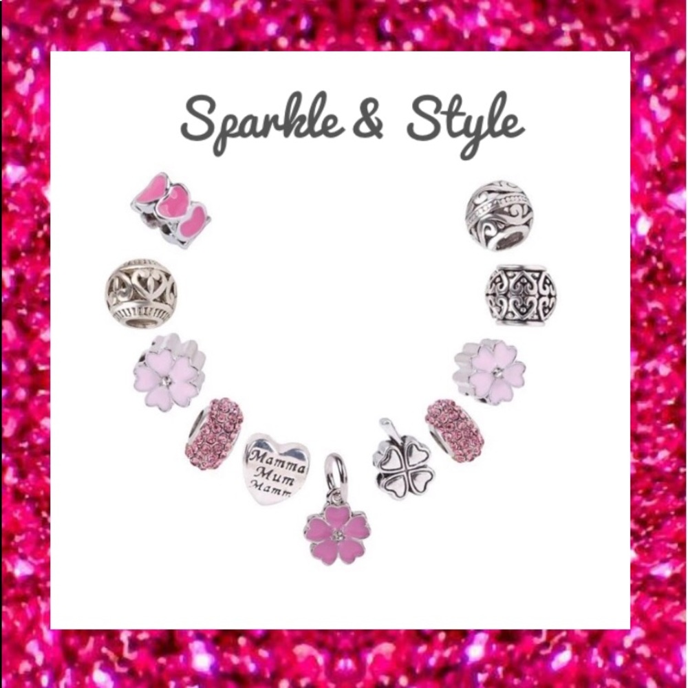 💖New Silver “mamma” Bracelet charm set 💖